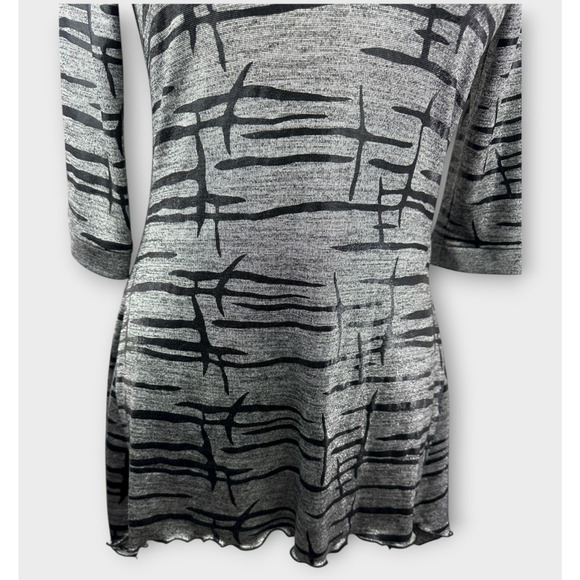 Joseph Ribkoff Silver Metallic Black Abstract Art Tunic Top Women's Size 10 - Picture 9 of 14